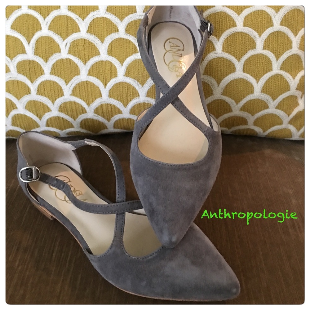 New - Anthropologie strap suede flats